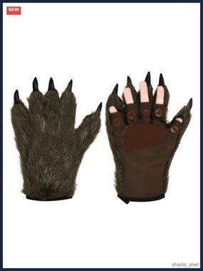 Bear Claw Halloween Gloves Warm Wolf Paw Animal Costume Furry Text Mitt